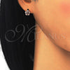 Sterling Silver Stud Earring, Flower Design, with White Micro Pave, Polished, Rose Gold Finish, 02.292.0010.2
