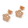 Sterling Silver Stud Earring, Flower Design, with White Micro Pave, Polished, Rose Gold Finish, 02.292.0010.2