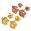 Sterling Silver Stud Earring, Flower Design, with White Micro Pave, Polished, Rose Gold Finish, 02.292.0010.2