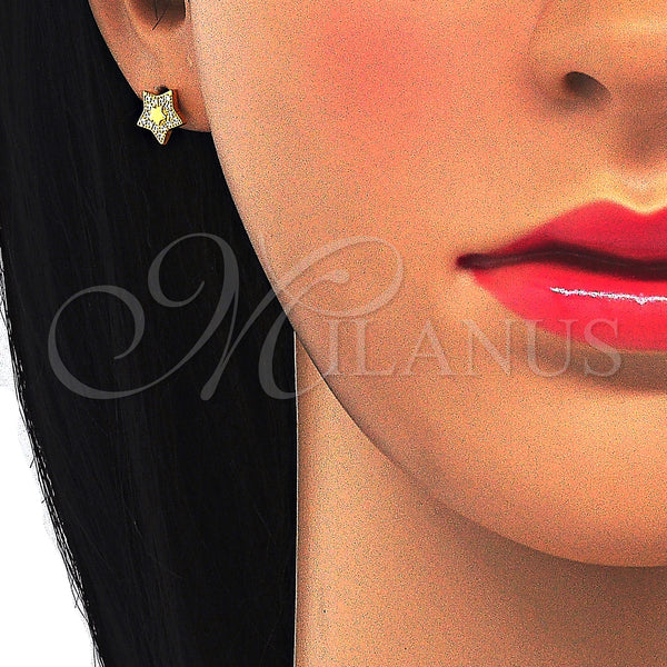 Sterling Silver Ring — Stud Earring Star Design with White Micro Pave — alternate product view — SKU 123298 | Plata 925 anillo — Stud Earring estrella diseño with blanco Micro Pave — SKU 123298