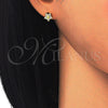 Sterling Silver Stud Earring, Star Design, with White Micro Pave, Polished, Golden Finish, 02.292.0013.1