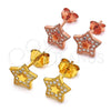Sterling Silver Stud Earring, Star Design, with White Micro Pave, Polished, Golden Finish, 02.292.0013.1
