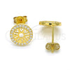 Sterling Silver Stud Earring, with White Micro Pave, Polished, Golden Finish, 02.292.0005.1