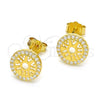 Sterling Silver Stud Earring, with White Micro Pave, Polished, Golden Finish, 02.292.0005.1