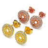 Sterling Silver Stud Earring, with White Micro Pave, Polished, Golden Finish, 02.292.0005.1