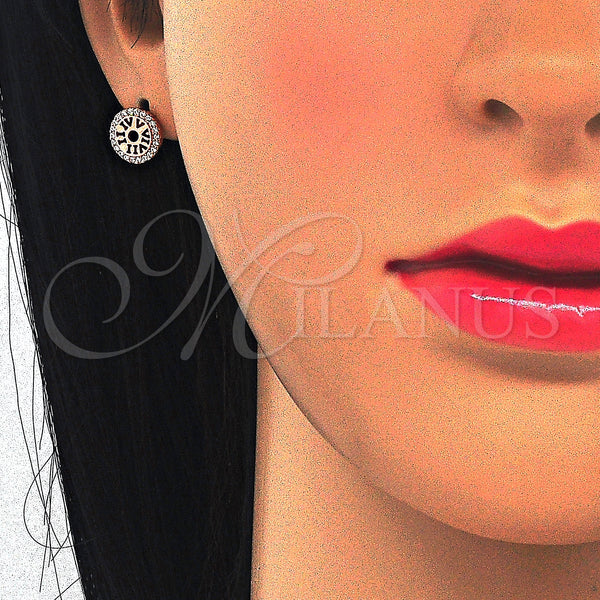 Sterling Silver Ring — Stud Earring with White Micro Pave Polished Rose — alternate product view — SKU 123303 | Plata 925 anillo — Stud Earring with blanco Micro Pave pulido Rose — SKU 123303