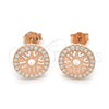 Sterling Silver Stud Earring, with White Micro Pave, Polished, Rose Gold Finish, 02.292.0005.2