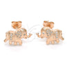 Sterling Silver Stud Earring, Elephant Design, with White Micro Pave, Polished, Rose Gold Finish, 02.285.0079.1