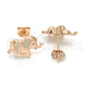 Sterling Silver Stud Earring, Elephant Design, with White Micro Pave, Polished, Rose Gold Finish, 02.285.0079.1