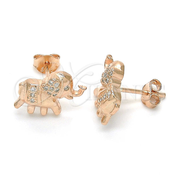 Sterling Silver Ring — Stud Earring Elephant Design with White Micro Pave — main product view — SKU 123307 | Plata 925 anillo — Stud Earring Elephant diseño with blanco Micro Pave — SKU 123307
