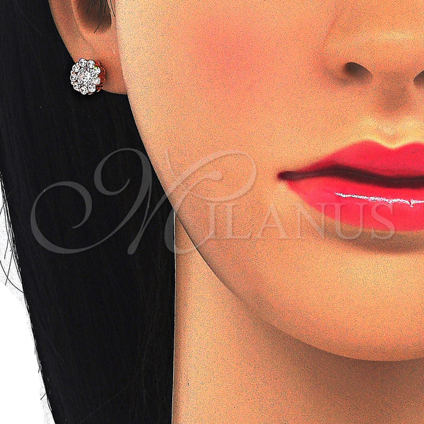 Sterling Silver Ring — Stud Earring Flower Design with White Cubic Zirconia — alternate product view — SKU 123324 | Plata 925 anillo — Stud Earring flor diseño with blanco Cubic Zirconia — SKU 123324