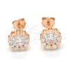 Sterling Silver Stud Earring, Flower Design, with White Cubic Zirconia, Polished, Rose Gold Finish, 02.186.0021.1