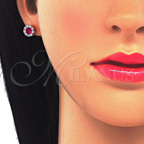 Sterling Silver Ring — Stud Earring Flower Design with Garnet and White — alternate product view — SKU 123325 | Plata 925 anillo — Stud Earring flor diseño with Garnet and blanco — SKU 123325
