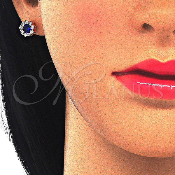 Sterling Silver Ring — Stud Earring Flower Design with Sapphire Blue and — alternate product view — SKU 123326 | Plata 925 anillo — Stud Earring flor diseño with Sapphire Blue and — SKU 123326