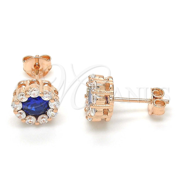 Sterling Silver Ring — Stud Earring Flower Design with Sapphire Blue and — main product view — SKU 123326 | Plata 925 anillo — Stud Earring flor diseño with Sapphire Blue and — SKU 123326