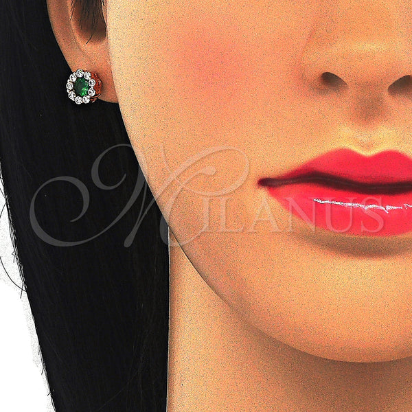 Sterling Silver Ring — Stud Earring Flower Design with Green and White — alternate product view — SKU 123327 | Plata 925 anillo — Stud Earring flor diseño with Green and blanco — SKU 123327
