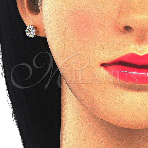 Sterling Silver Ring — Stud Earring Flower Design with White Cubic Zirconia — alternate product view — SKU 123328 | Plata 925 anillo — Stud Earring flor diseño with blanco Cubic Zirconia — SKU 123328