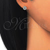 Sterling Silver Stud Earring, Flower Design, with White Cubic Zirconia, Polished, Golden Finish, 02.186.0021.5