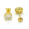 Sterling Silver Stud Earring, Flower Design, with White Cubic Zirconia, Polished, Golden Finish, 02.186.0021.5