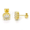 Sterling Silver Stud Earring, Flower Design, with White Cubic Zirconia, Polished, Golden Finish, 02.186.0021.5