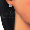 Sterling Silver Stud Earring, with White Cubic Zirconia, Polished, Rose Gold Finish, 02.186.0023.1