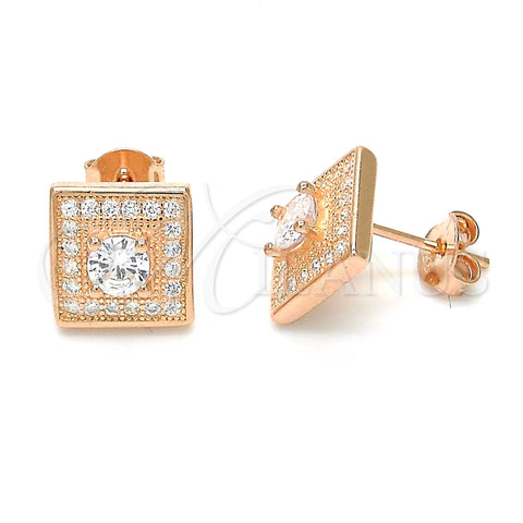 Sterling Silver Stud Earring, with White Cubic Zirconia, Polished, Rose Gold Finish, 02.186.0023.1