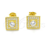 Sterling Silver Stud Earring, with White Cubic Zirconia, Polished, Golden Finish, 02.186.0023.2