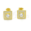 Sterling Silver Stud Earring, with White Cubic Zirconia, Polished, Golden Finish, 02.186.0023.2