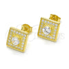 Sterling Silver Stud Earring, with White Cubic Zirconia, Polished, Golden Finish, 02.186.0023.2