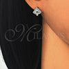 Sterling Silver Huggie Hoop, with White Cubic Zirconia, Polished, Rhodium Finish, 02.186.0066.12