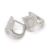 Sterling Silver Huggie Hoop, with White Cubic Zirconia, Polished, Rhodium Finish, 02.186.0066.12