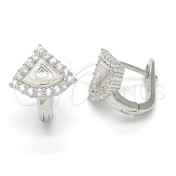 Sterling Silver Hoop Earrings — Huggie Hoop with White Cubic Zirconia Polished 02. — main product view — SKU 123345 | Plata 925 aretes de aro — Huggie Hoop with blanco Cubic Zirconia pulido 02. — SKU 123345