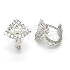 Sterling Silver Hoop Earrings — Huggie Hoop with White Cubic Zirconia Polished 02. — main product view — SKU 123345 | Plata 925 aretes de aro — Huggie Hoop with blanco Cubic Zirconia pulido 02. — SKU 123345