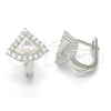 Sterling Silver Huggie Hoop, with White Cubic Zirconia, Polished, Rhodium Finish, 02.186.0066.12