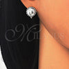 Sterling Silver Huggie Hoop, Flower Design, with White Cubic Zirconia, Polished, Rhodium Finish, 02.186.0067.12