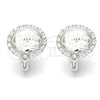 Sterling Silver Huggie Hoop, Flower Design, with White Cubic Zirconia, Polished, Rhodium Finish, 02.186.0067.12