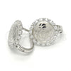Sterling Silver Huggie Hoop, Flower Design, with White Cubic Zirconia, Polished, Rhodium Finish, 02.186.0067.12