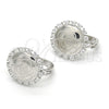 Sterling Silver Huggie Hoop, Flower Design, with White Cubic Zirconia, Polished, Rhodium Finish, 02.186.0067.12