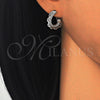 Sterling Silver Huggie Hoop, with White Micro Pave, Polished, Rhodium Finish, 02.186.0068.15