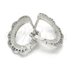Sterling Silver Huggie Hoop, with White Micro Pave, Polished, Rhodium Finish, 02.186.0068.15