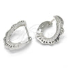 Sterling Silver Huggie Hoop, with White Micro Pave, Polished, Rhodium Finish, 02.186.0068.15