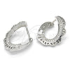 Sterling Silver Huggie Hoop, with White Micro Pave, Polished, Rhodium Finish, 02.186.0068.15