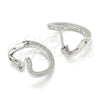 Sterling Silver Huggie Hoop, with White Micro Pave, Polished, Rhodium Finish, 02.186.0069.15