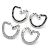 Sterling Silver Huggie Hoop, with White Micro Pave, Polished, Rhodium Finish, 02.186.0069.15