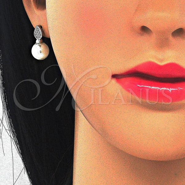 Sterling Silver Ring — Stud Earring Teardrop Design with Ivory Pearl and — alternate product view — SKU 123352 | Plata 925 anillo — Stud Earring Teardrop diseño with Ivory Pearl and — SKU 123352
