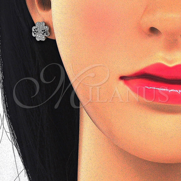 Sterling Silver Ring — Stud Earring with Black and White Micro Pave — alternate product view — SKU 123353 | Plata 925 anillo — Stud Earring with negro and blanco Micro Pave — SKU 123353