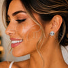 Sterling Silver Stud Earring, with Black and White Micro Pave, Polished, Rhodium Finish, 02.186.0073
