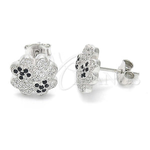 Sterling Silver Ring — Stud Earring with Black and White Micro Pave — main product view — SKU 123353 | Plata 925 anillo — Stud Earring with negro and blanco Micro Pave — SKU 123353