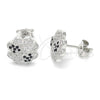 Sterling Silver Stud Earring, with Black and White Micro Pave, Polished, Rhodium Finish, 02.186.0073