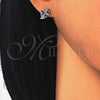 Sterling Silver Stud Earring, Heart Design, with Black and White Micro Pave, Polished, Rhodium Finish, 02.186.0074